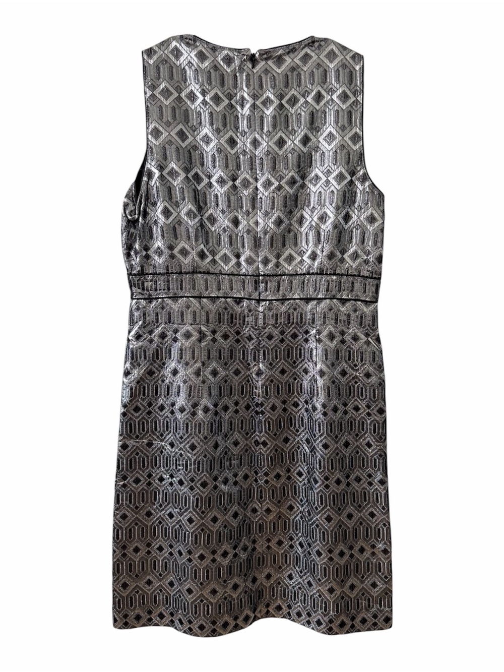 Tory Burch Silver Graphic Print Knee-Length Sleeveless Dress size 12 - Picture 2 of 10